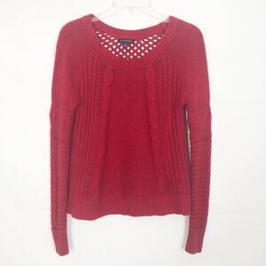 American Eagle Wool Blend Cable Knit Red Sweater S